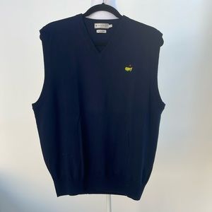 Augusta Peter Millar size M dark blue merino Wool V neck short sleeve sweater